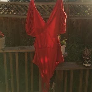 Red Fashion Nova Body Suit